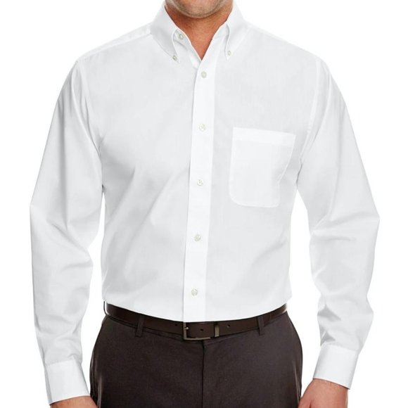 White Performance Poplin Men's Collard Long Sleeve *New Item* - Picture 1 of 3